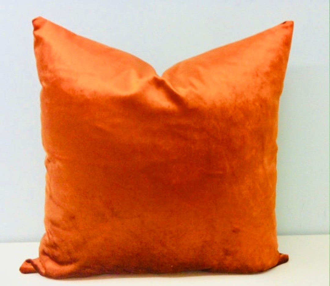 Luxury Dark Orange Velvet Pillow Cover Orange Pillow Velvet Etsy