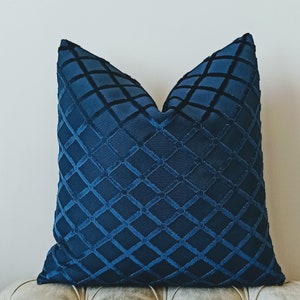 Navy Blue Velvet Pillow Cover, Throw Pillow Case, Luxury Decorative Pillow, Designer Home Decor, Blue Euro Sham, Custom Made, All Size 20X20