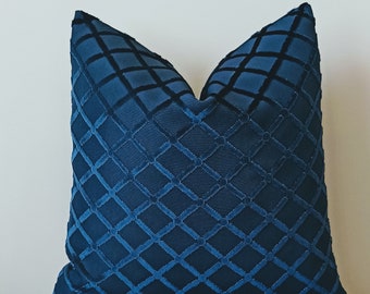 Navy Blue Velvet Pillow Cover: Luxury Home Decor, Custom Size