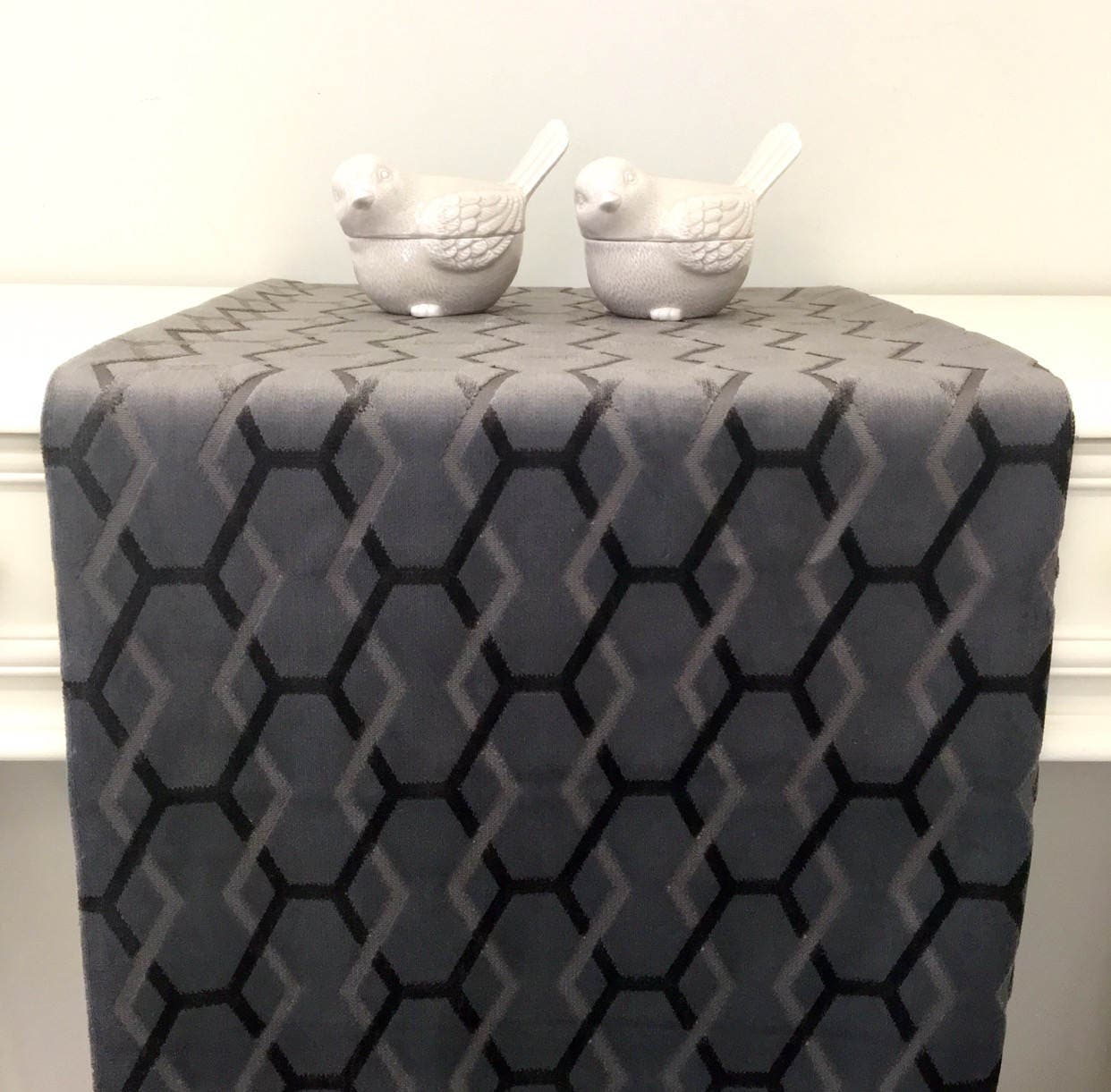 Grey Velvet Table Runner Bed Runner Couch Sofa Throw Etsy