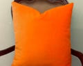 Orange Cotton Velvet Pillow Cover - Eurosham Pillows - Couch Sofa Decorative Throw Pillow - Orange Cushion Cover - Custom Made - All Sizes