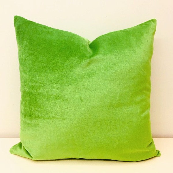 Housse de coussin de luxe en velours vert pomme, oreillers verts, coussin décoratif, coussins, taie de coussin en velours, oreillers en velours vert pomme