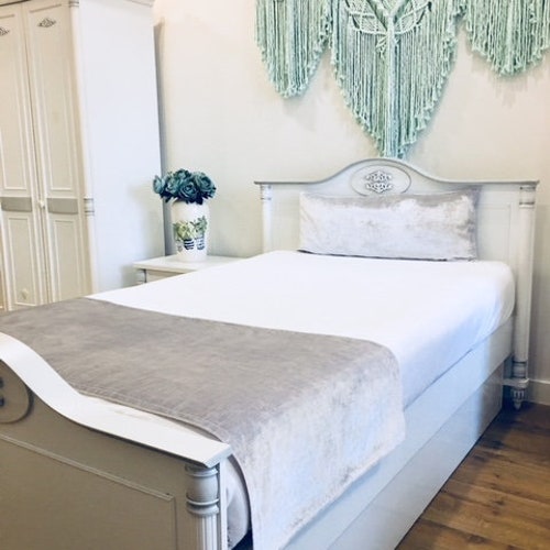 Doublesided Silver Grey Velvet Bed Runner Runners Bed Etsy