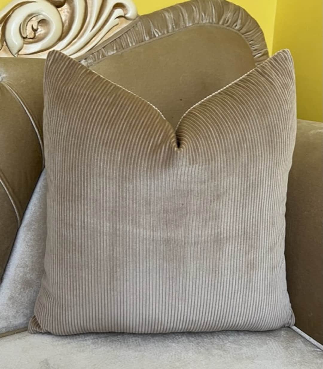 Luxury Beige Velvet Pillow Cover, Beige Pillow, Velvet Pillow, Designer