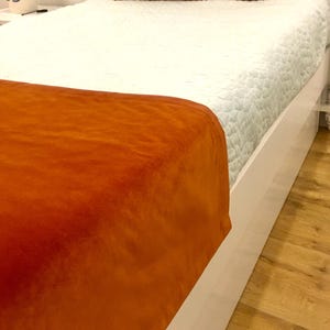 Double Sided Burnt Orange Velvet Bed Runner, Long Pillow, Lumbar Pillow, Bed Scarf, Bed Cover, Bed Spread, Velvet Bed Runner Bedroom Hotels