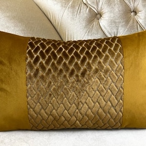 Luxury Dark Gold Velvet Pillow Cover, Gold Pillows, Velvet Pillow, Throw Pillow, Velvet Cushion Case, 12X20 14X20 Dark Gold Velvet Pillows