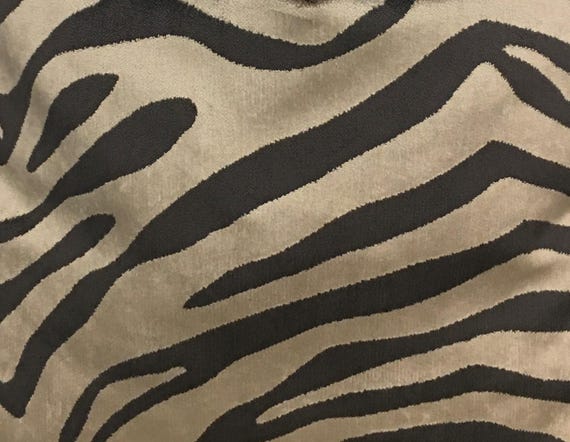 Gray Tiger Upholstery Velvet Fabric, Animal Print Material By The Yard, Width 55”