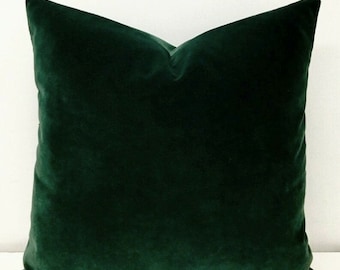 Housse de coussin en velours vert foncé, oreillers verts, coussin décoratif, coussin, taie de coussin en velours, taie d'oreiller verte 20 x 20, toutes les tailles