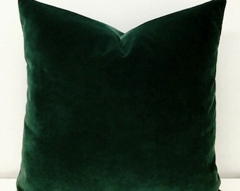Hunter Green Cotton Velvet Pillow Cover Decorative Accent Throw Pillows invisible Zipper Closure knife or Piping Edge 16x16 to 26x26 Etsy Canada