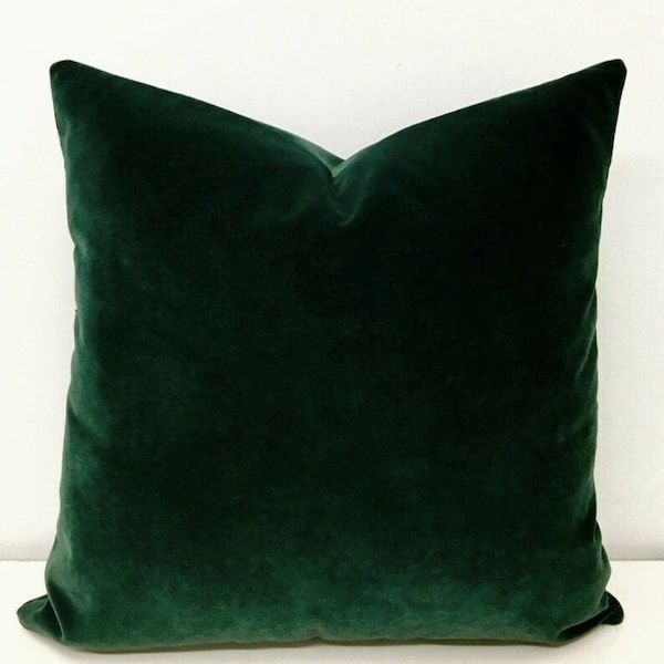 Housse de coussin en velours vert foncé, oreillers verts, coussin décoratif, coussin, taie de coussin en velours, taie d'oreiller verte 20 x 20, toutes les tailles