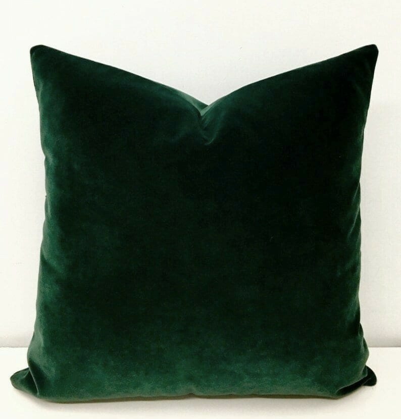 Dark Green Velvet Pillow Cover, Green Pillows, Decorative Pillow, Throw Pillow, Velvet Cushion Case, Green Pillow Cover 20X20, All Sizes image 1