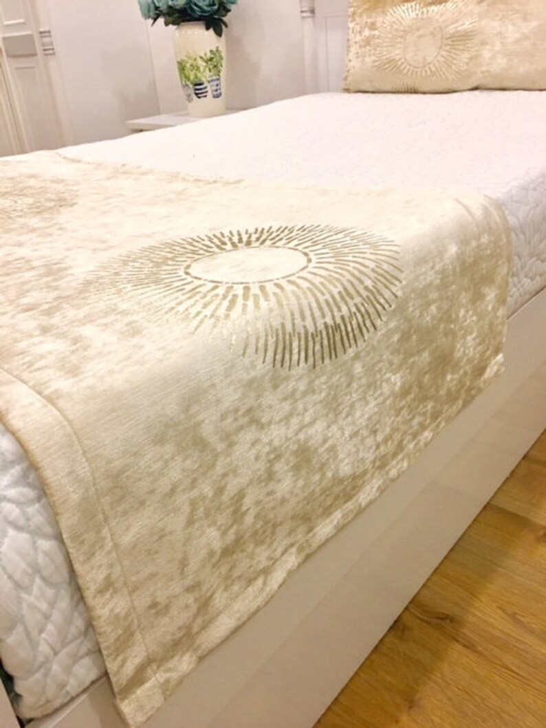 Double Sided Champagne Color Velvet Bed Runner Bed Scarf Bed Cover Twin Full King Queen Size Runners Velvet Bed Runners For Bedrooms