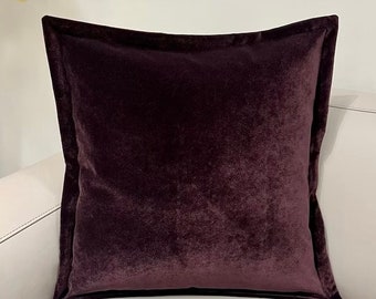 Luxury Dark Plum Flange Pillow Cover, Velvet Pillows, Throw Pillow Cover, Decorative Pillow Case, Velvet Cushion Cover, 20X20 Velvet Pillows