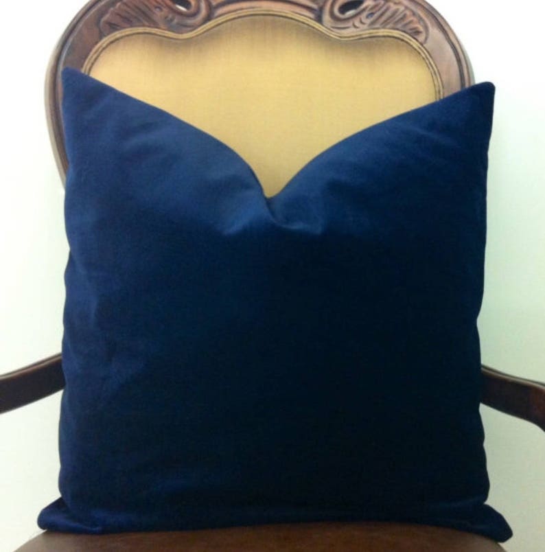 Luxury Navy Blue Cotton Velvet Pillow Pillow Cover Navy | Etsy