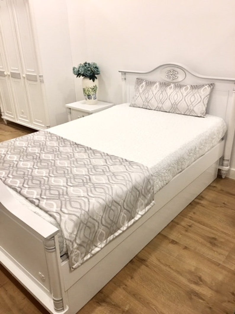 DoubleSided Silver Grey Velvet Bed Runner Runners Bed Etsy