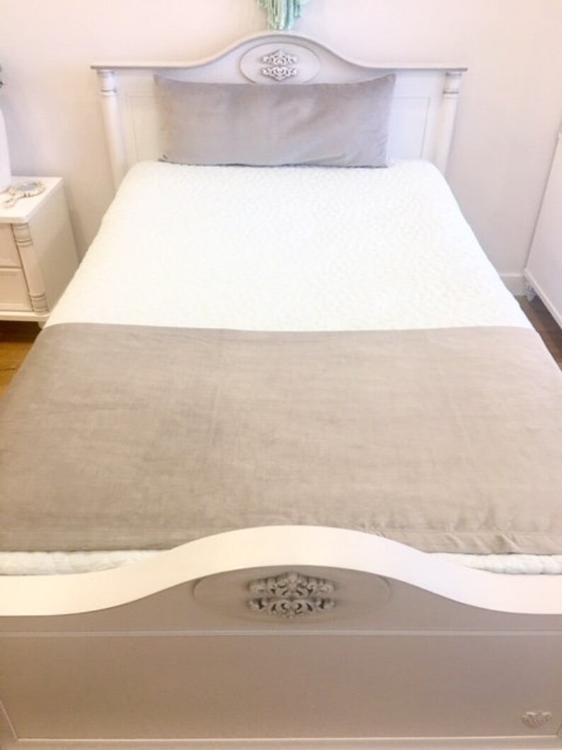 Doublesided Gray Velvet Bed Runner Runners Bed Scarf Bed Etsy