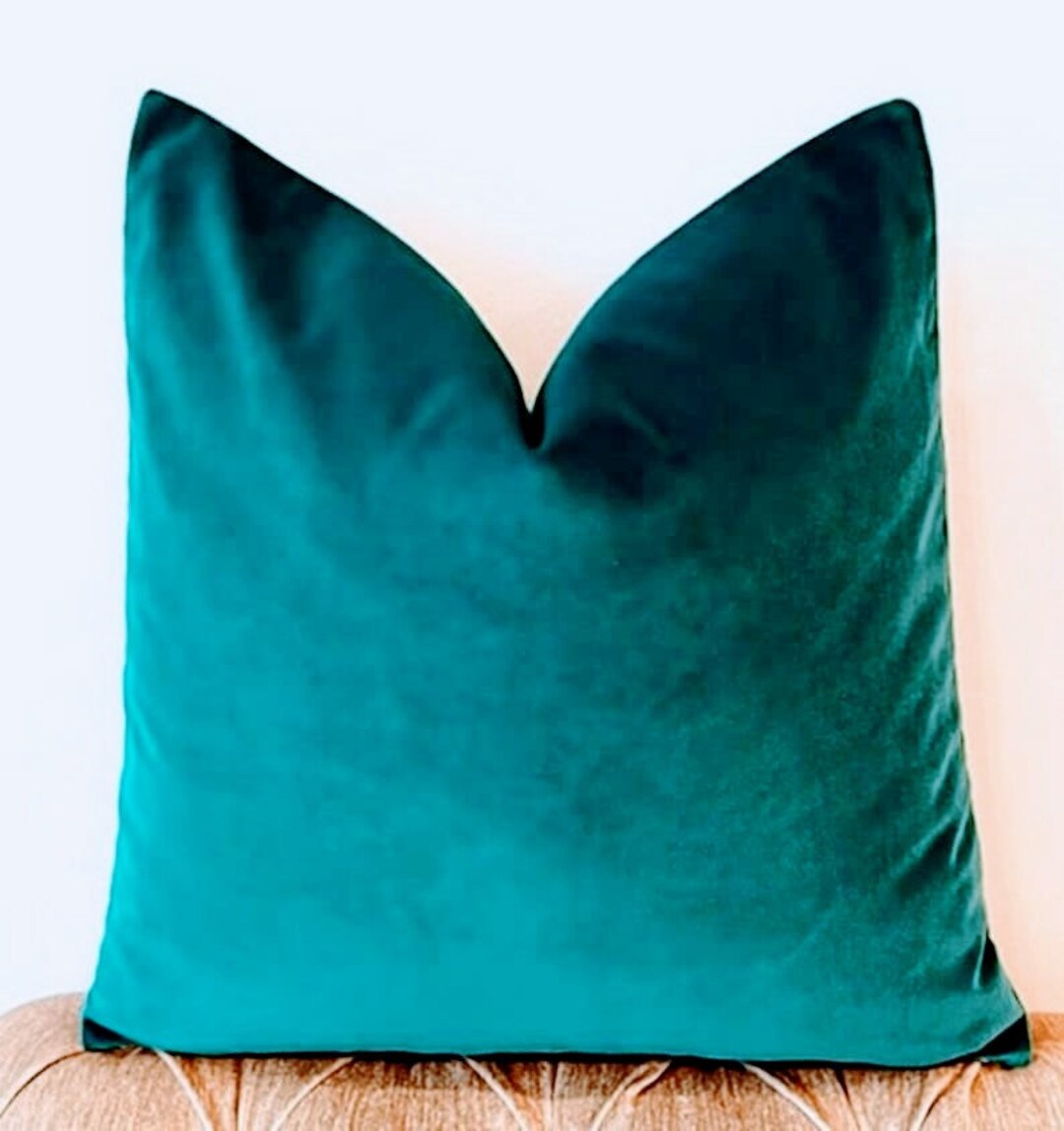Teal Blue Velvet Pillow Cover, Velvet Pillow, Throw Pillow, Decorative