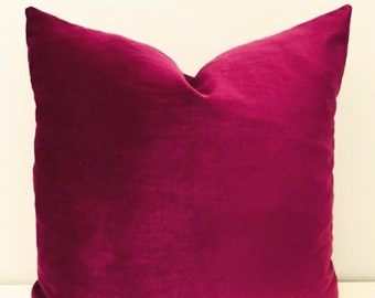 Luxury Dark Magenta Pillow Cover, Velvet Pillow, Pink Pillows, Throw Pillows, Pillow Cushion Case, Pillow Pinks, 18X18 20X20 Pillow Covers