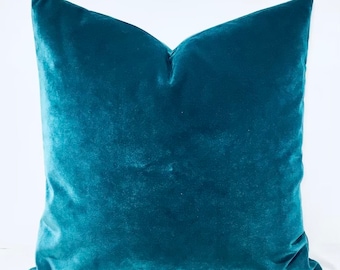 Teal Blue Velvet Pillow Cover, Blue Pillows, Velvet Pillows, Gift For Her, Throw Pillows, Decorative Couch Sofa Pillow, Pillow Cover 20X20