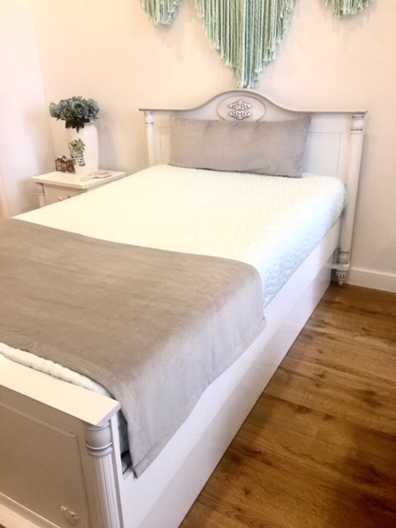 Doublesided Gray Velvet Bed Runner Runners Bed Scarf Bed Etsy