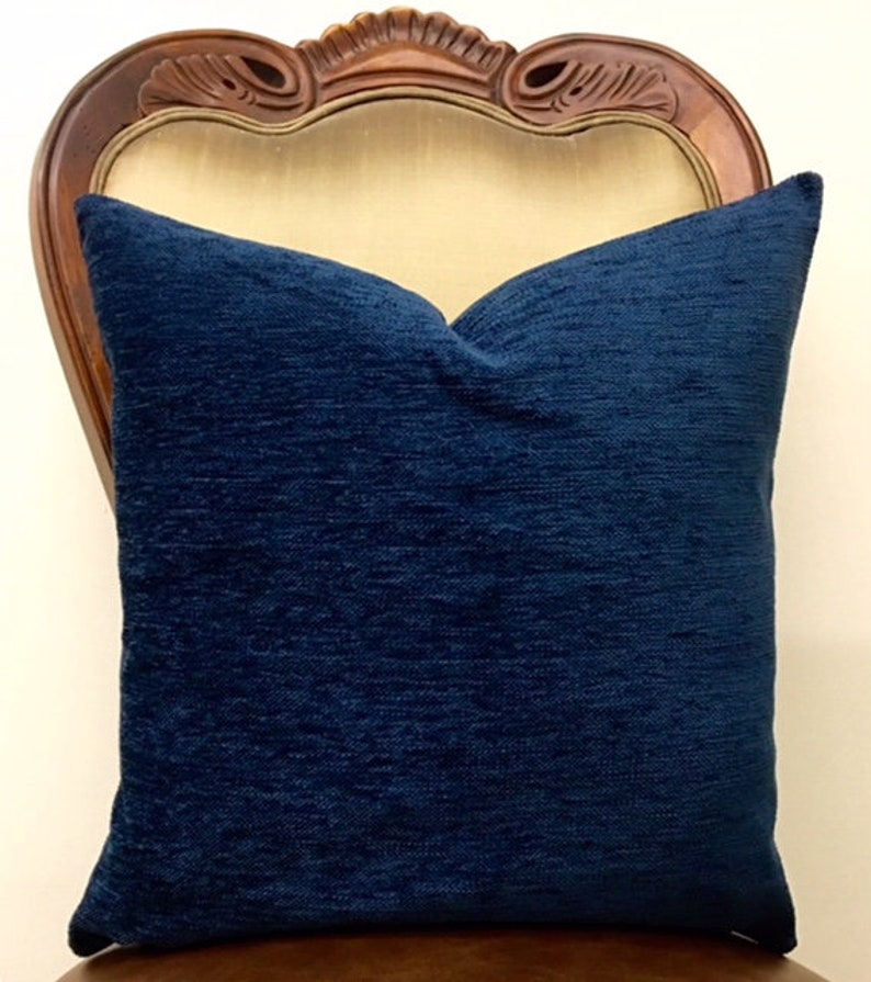 Navy Pillow Navy Chenille Pillow Cover Throw Pillows Luxury Etsy
