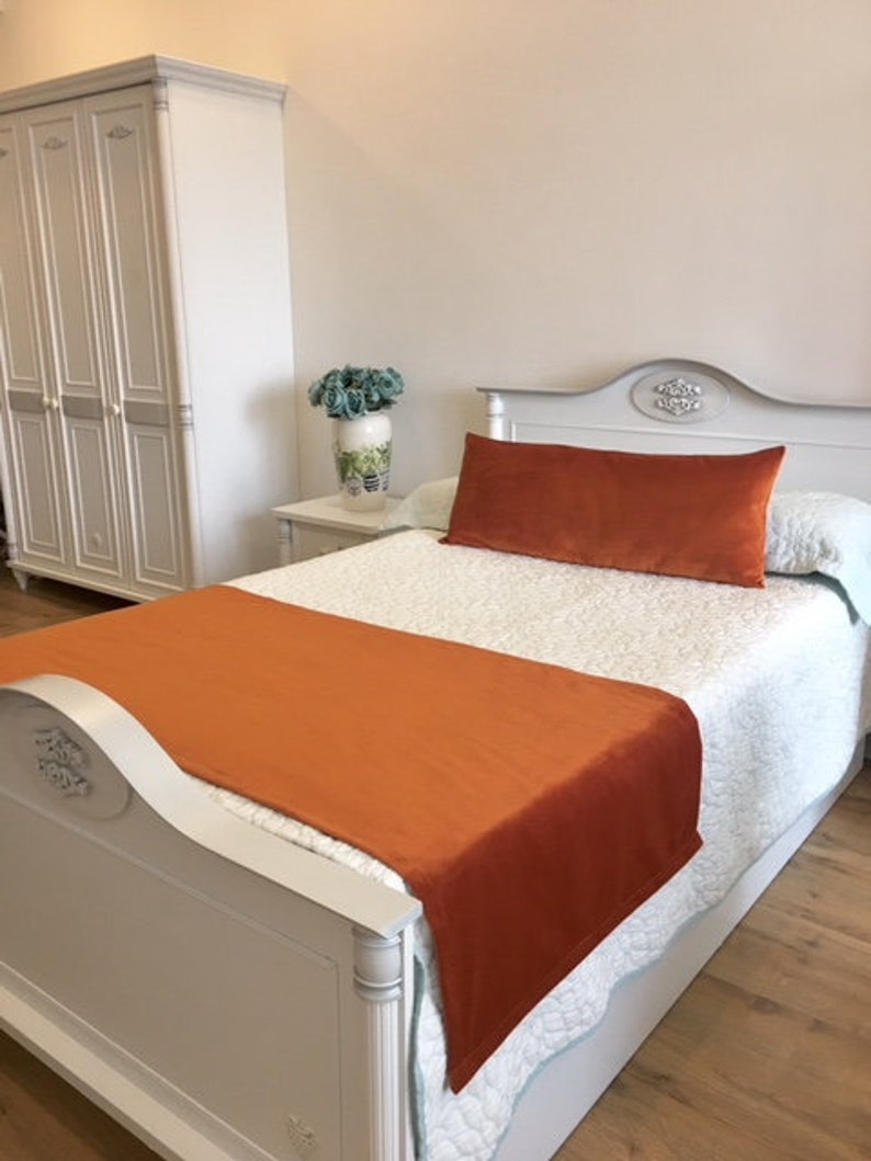 Bed Runner Burnt Orange Bed Runner Velvet Runner Bed Scarf Etsy