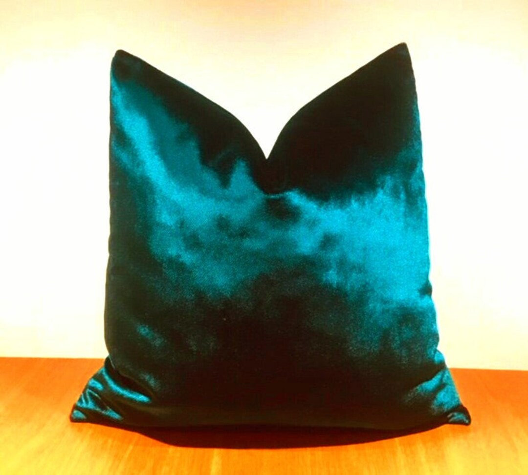 Peacock Blue Velvet Pillow Cover, Blue Pillows, Velvet Pillow, Throw