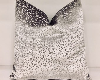 Silver Gray Velvet Pillow Cover: Handmade Decorative Cushion Case