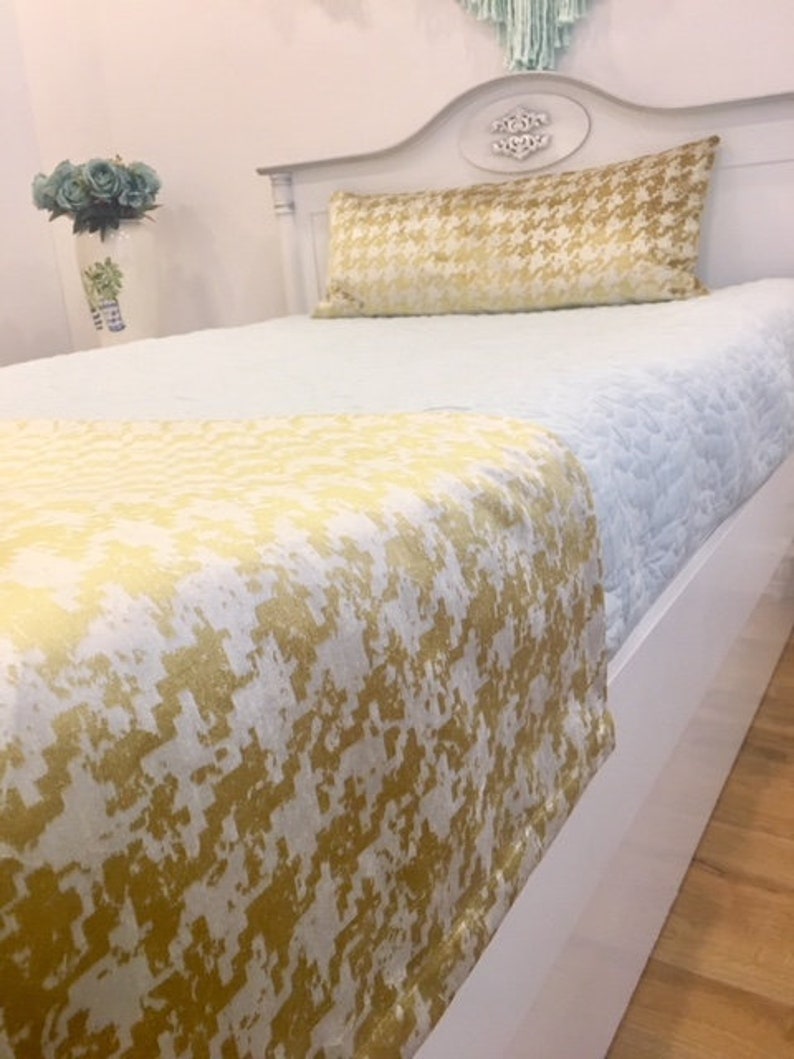 Doublesided Yellow Velvet Bed Runner Runners Bed Scarf Bed Etsy