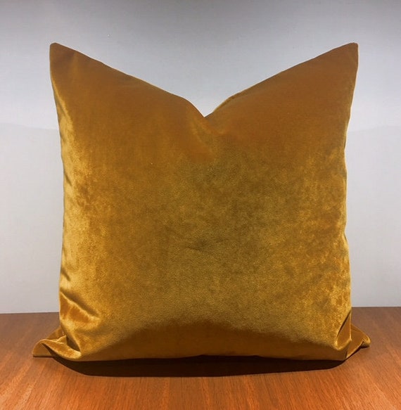 Dark Gold Velvet Pillow Gold Pillows Decorative pillow: velvet throw pillow