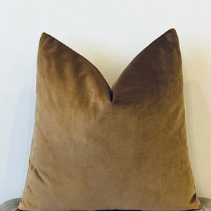 Tobacco Velvet Pillow Cover - Eurosham Brown Pillows - Custom Made - Decorative Throw Cushion Case - Couch Sofa Accent Pillow - All Sizes