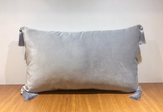 Gray tassel pillow hotsell