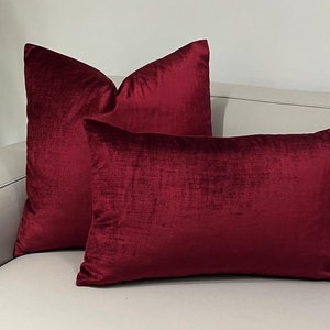 Luxury Shiny Burgundy Pillow Cover, Velvet Pillow, Red Pillows, Throw Pillows, Pillow Cushion Case, Pillow Red 18X18 20X20 Pillow Covers