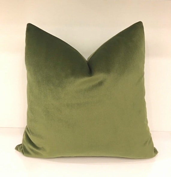 Olive Green Velvet Pillow Cover Pillow Green Pillows Throw Etsy