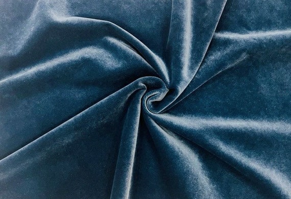 Luxury Upholstery Smokey Blue Velvet Fabric, Fabric by the Yard