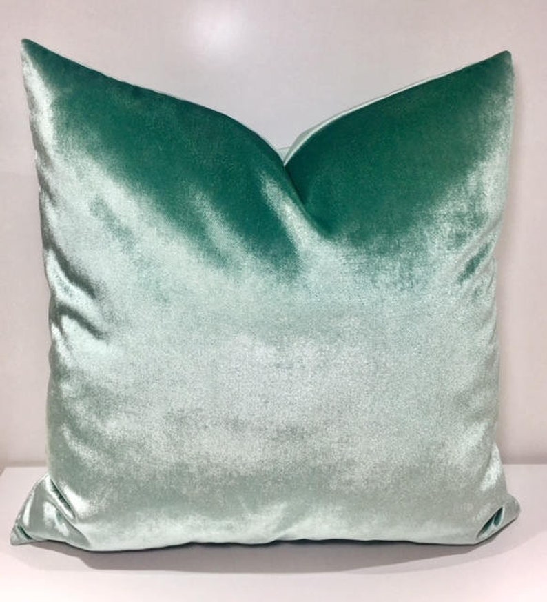 Luxury Mint Green Velvet Throw Pillow Green Velvet Pillow Etsy