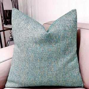 Blue Textured Linen Pillow Cover, Woven Cushion Case, Boho Throw Pillow, Decorative Couch Pillow, 20X20 Accent Pillow, 18X18 Modern Cushion