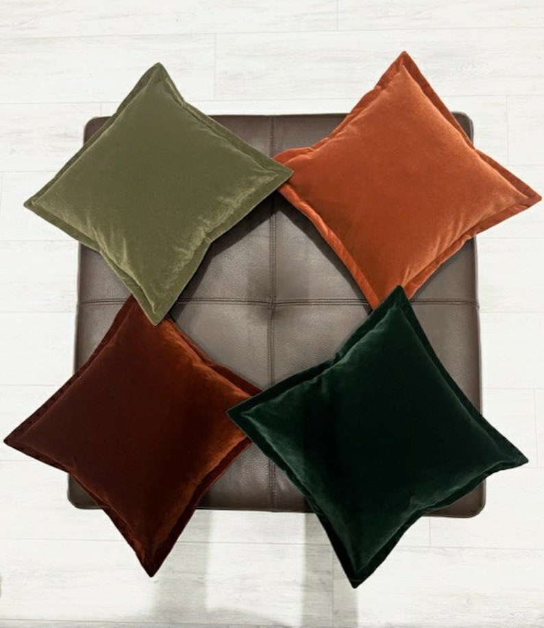 Dark Green Pillow Cover, Velvet Cushion Case, Couch Sofa Chair Cushion