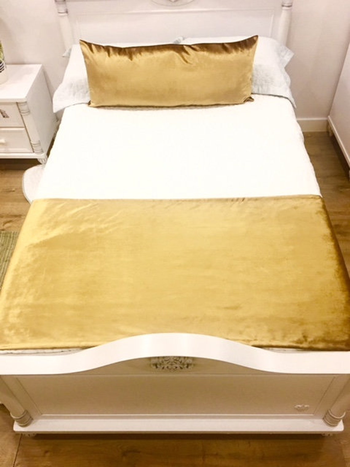 Gold Velvet Bed Runner Double Sided Runner Bed Scarf Bed Etsy