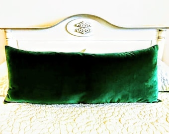 Luxury Dark Emerald Green Velvet Pillow Cover, Lumbar Pillow, Long Pillow, Decorative Pillow, Throw Pillow, Cushion Case, Green Pillows