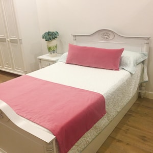 Double-Sided Candy Pink Velvet Bed Runner, Runners, Bed Scarf, Bed Cover, Twin Full King Queen Size Runners, Velvet Bed Runners For Bedrooms