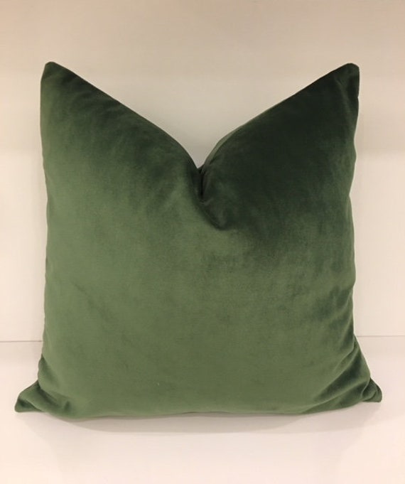 Grass Green Cotton Velvet Throw Pillow 