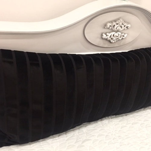 Luxury Black Velvet Lumbar Pillow Cover Black Pillow Long Etsy