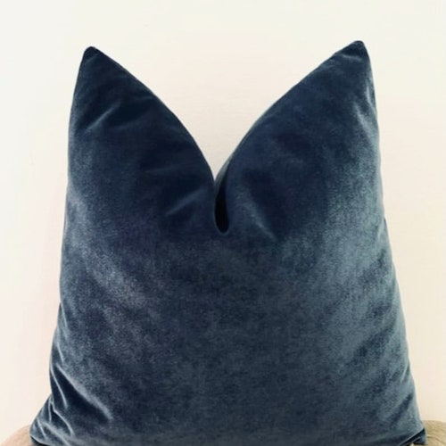 Smokey Blue Velvet Pillow Cover Blue Pillows Velvet Pillow Etsy