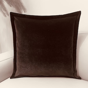 Brown Flange Velvet Pillow Cover, Luxury Decorative Pillow, Throw Cushion Case, Modern Euro Sham, Custom Made All Size, Accent Pillow 18X18
