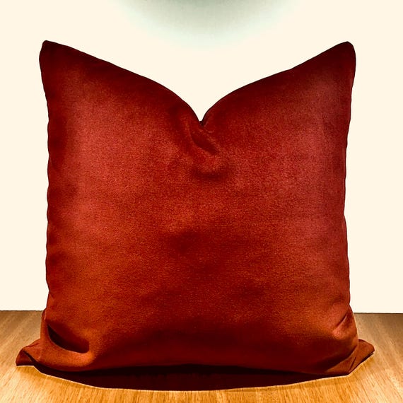 Luxury Burnt Terracotta Velvet Pillow Cover, Decorative Throw
