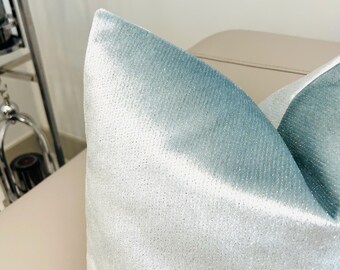Ice Blue Velvet Pillow Cover: Glitter Decorative Throw Sham