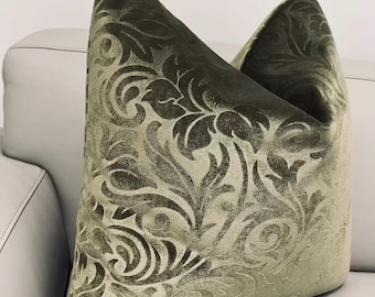 Sage Green Velvet Pillow Cover: Luxury Floral Cushion Case