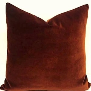 Cognac Velvet Pillow Cover, Luxury Decorative Pillow Case, Designer Throw Pillow, Sofa Cushion Cover, Euro Pillow Sham, Accent Pillows 20X20
