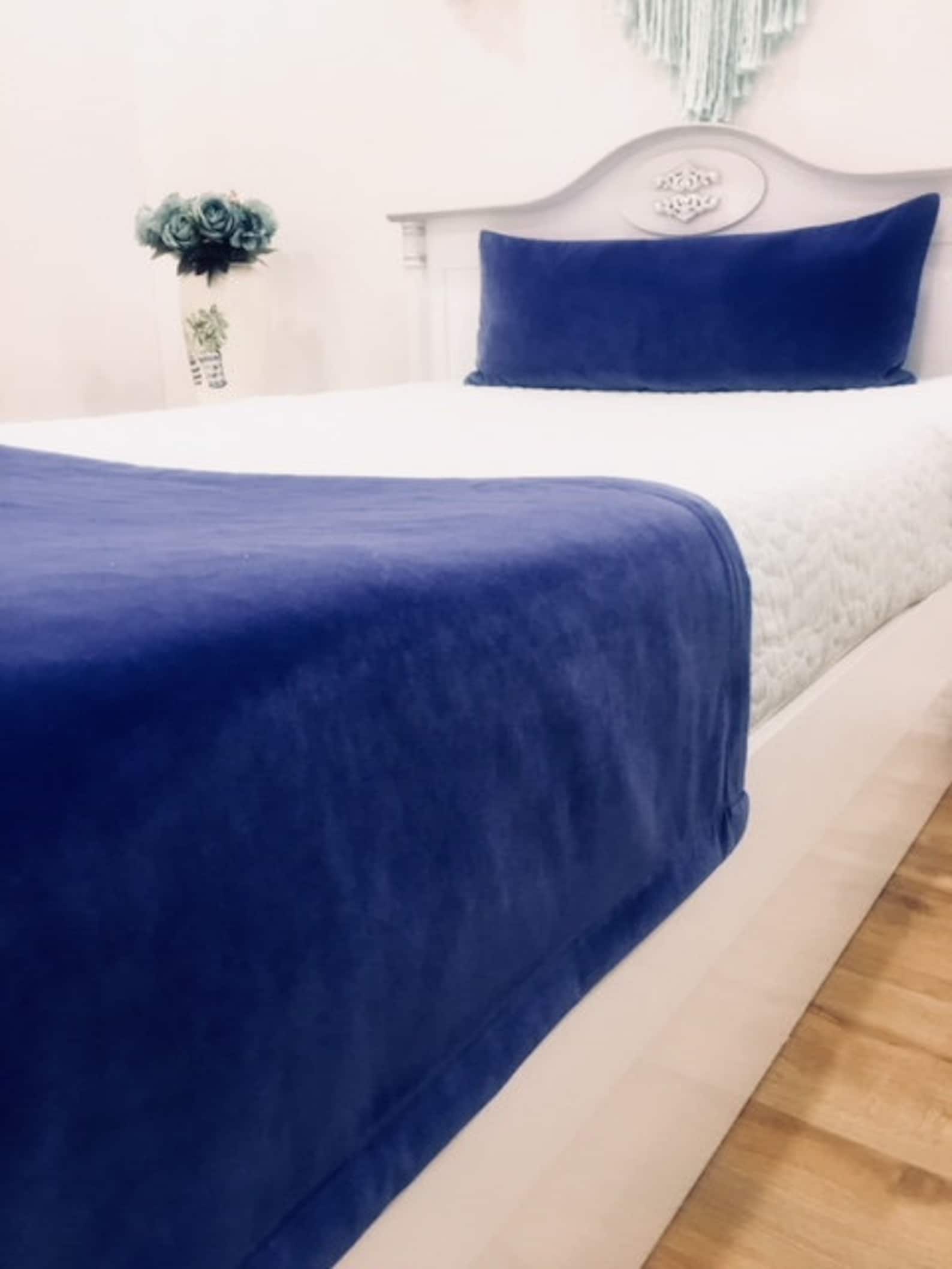 Doublesided Navy Blue Velvet Bed Runner Runners Bed Scarf Etsy